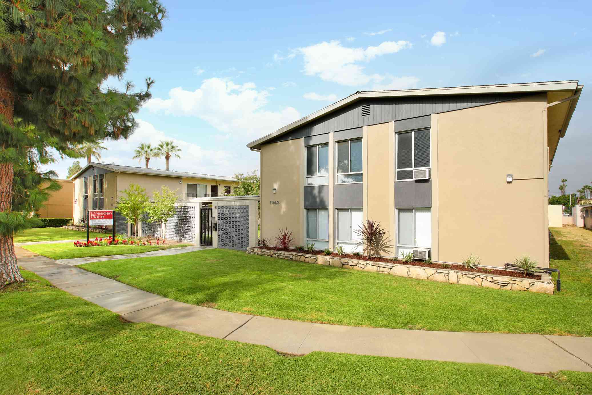 modern building exterior and entry walkway