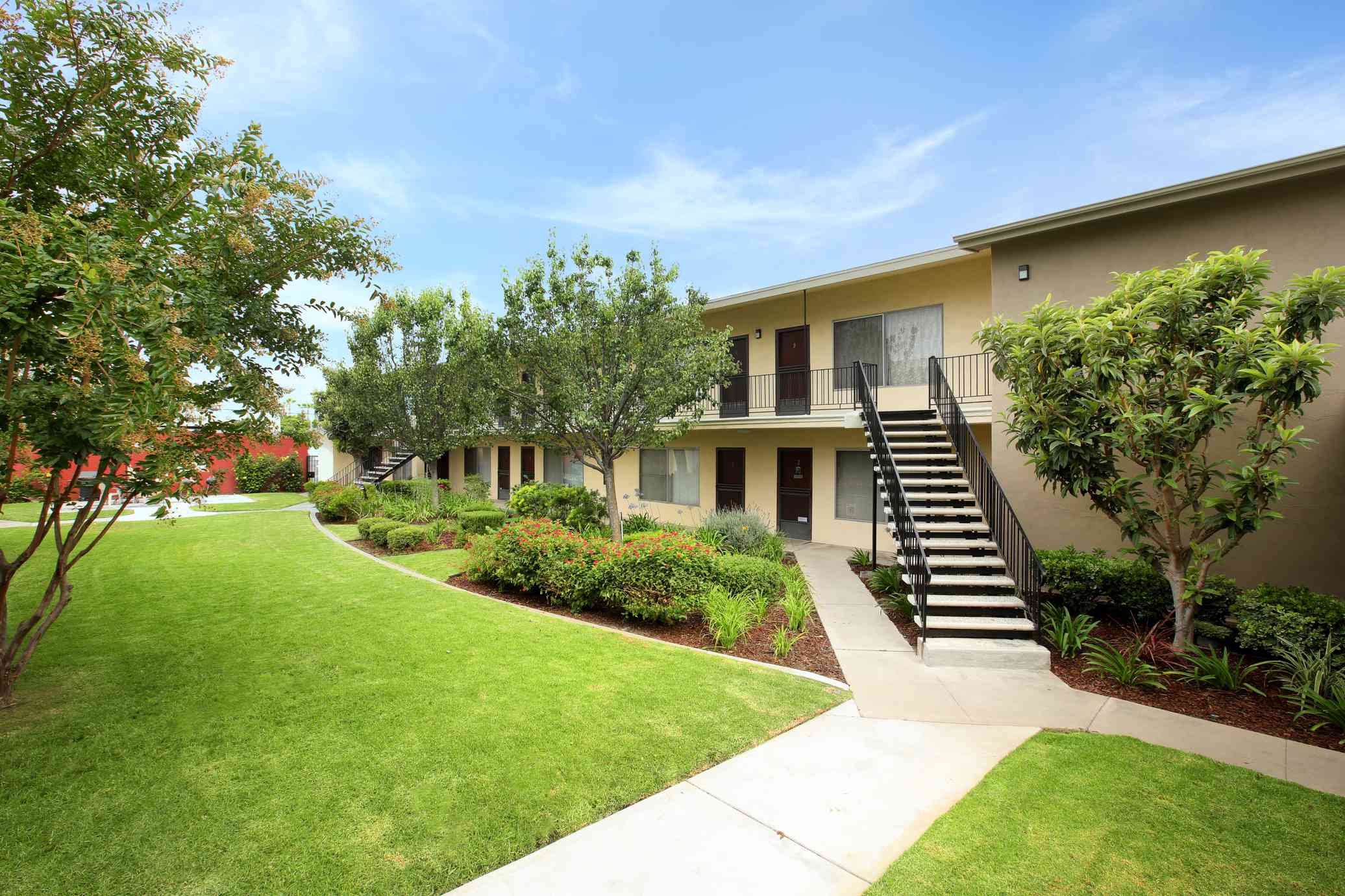 two story apartment exterior and common areas